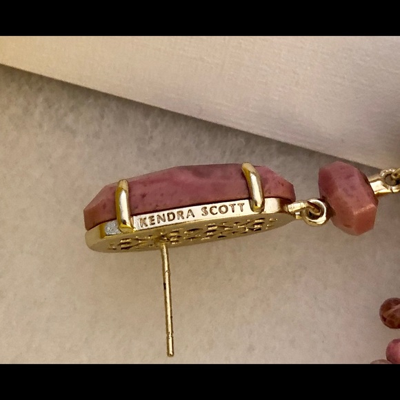 NWT Kendra Scott RARE & Retired Dove Earrings Pink Rhodonite Yellow Gold Amazing - Picture 7 of 11